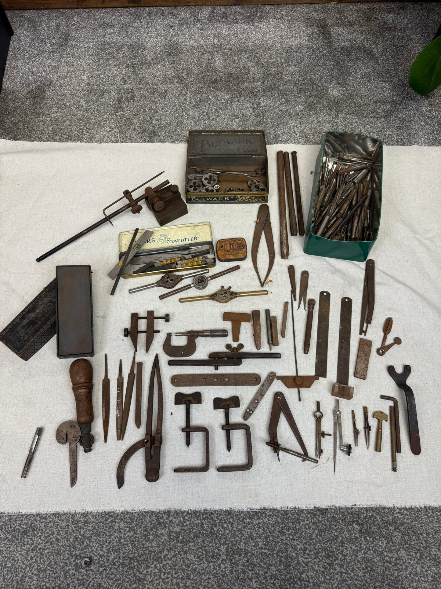 Vintage Engineer Tool Job Lot Old Tools Tap & Die Gauges Precision Tools Etc.