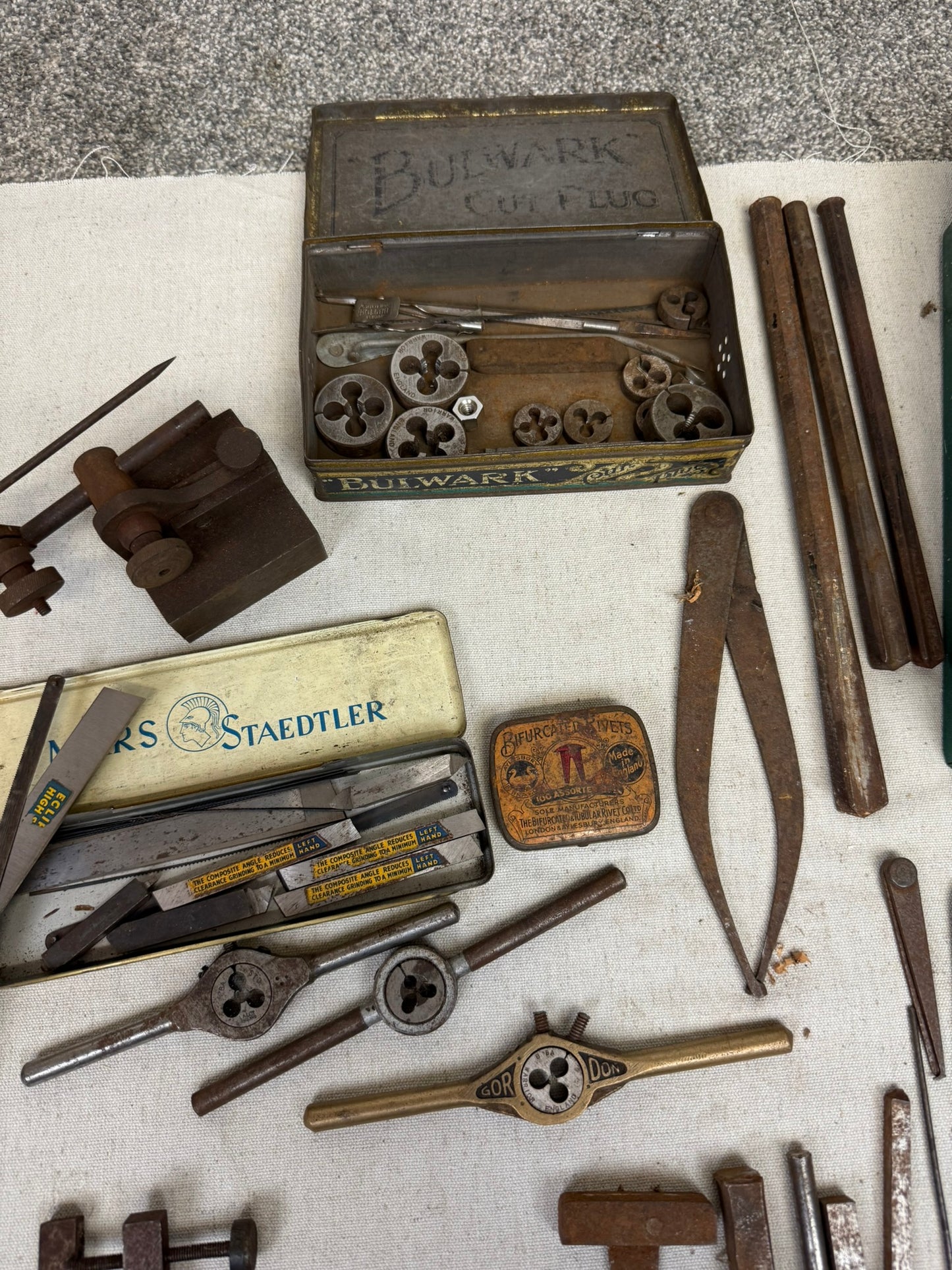 Vintage Engineer Tool Job Lot Old Tools Tap & Die Gauges Precision Tools Etc.