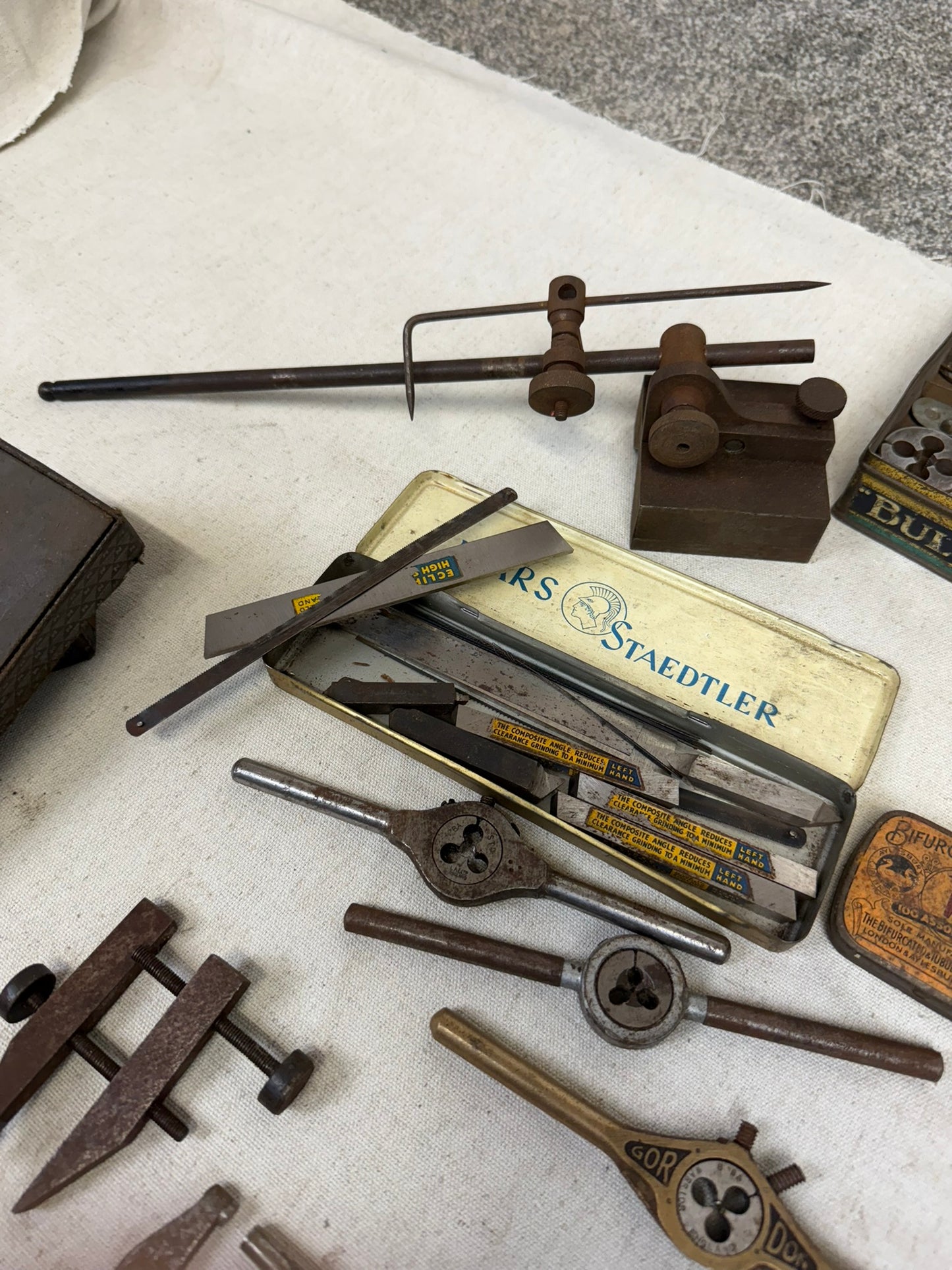 Vintage Engineer Tool Job Lot Old Tools Tap & Die Gauges Precision Tools Etc.