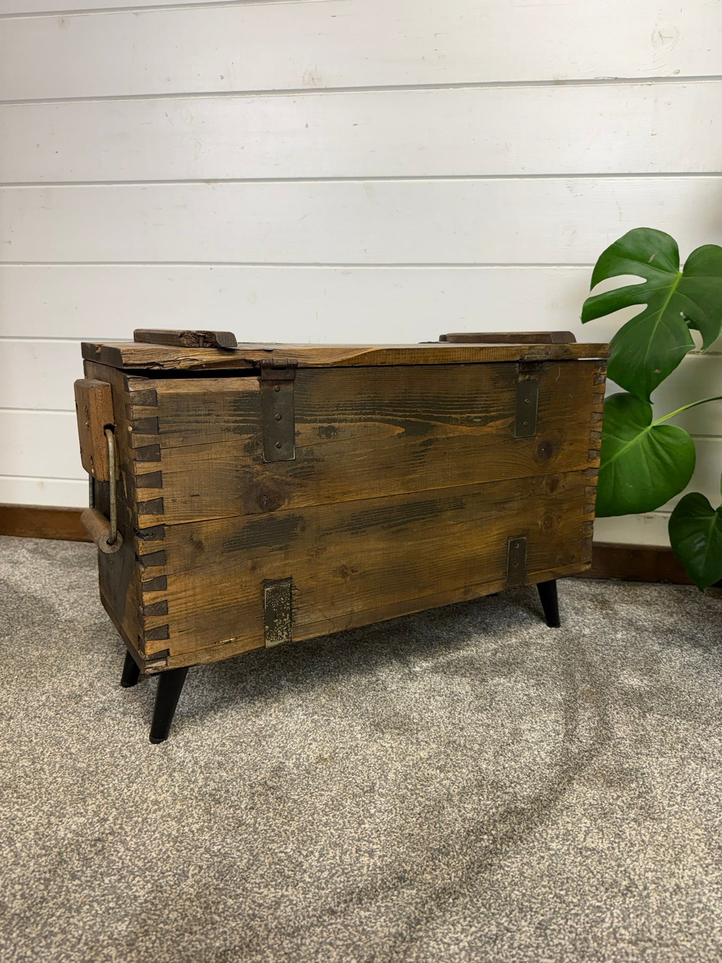 Vintage Wooden Ammo Chest Side Table Quirky Rustic Industrial Home Coffee Table