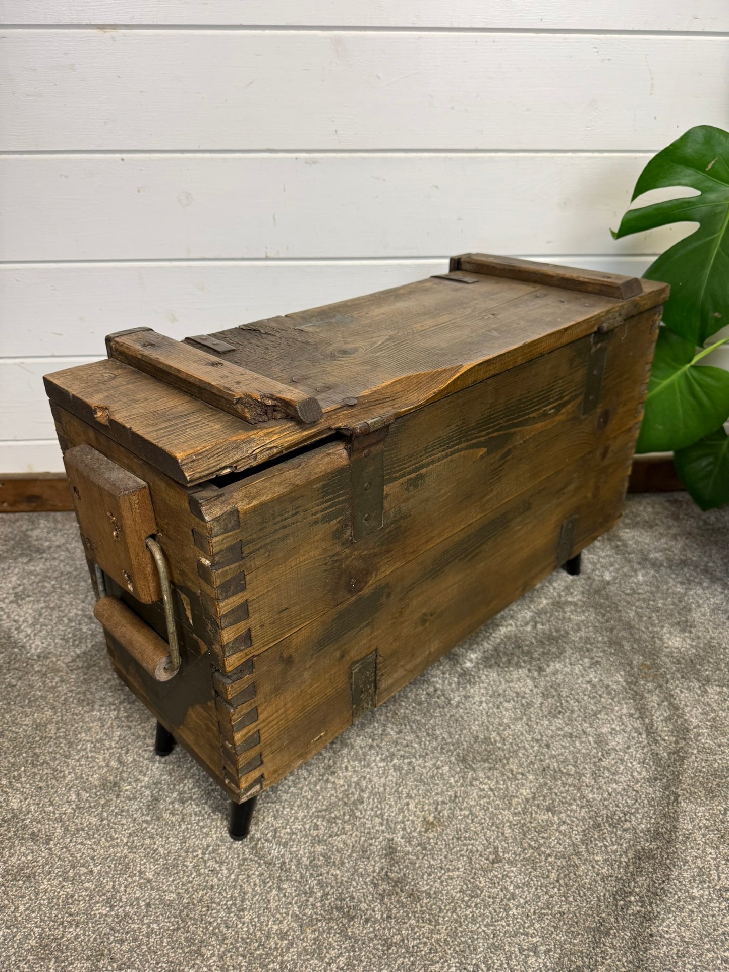 Vintage Wooden Ammo Chest Side Table Quirky Rustic Industrial Home Coffee Table