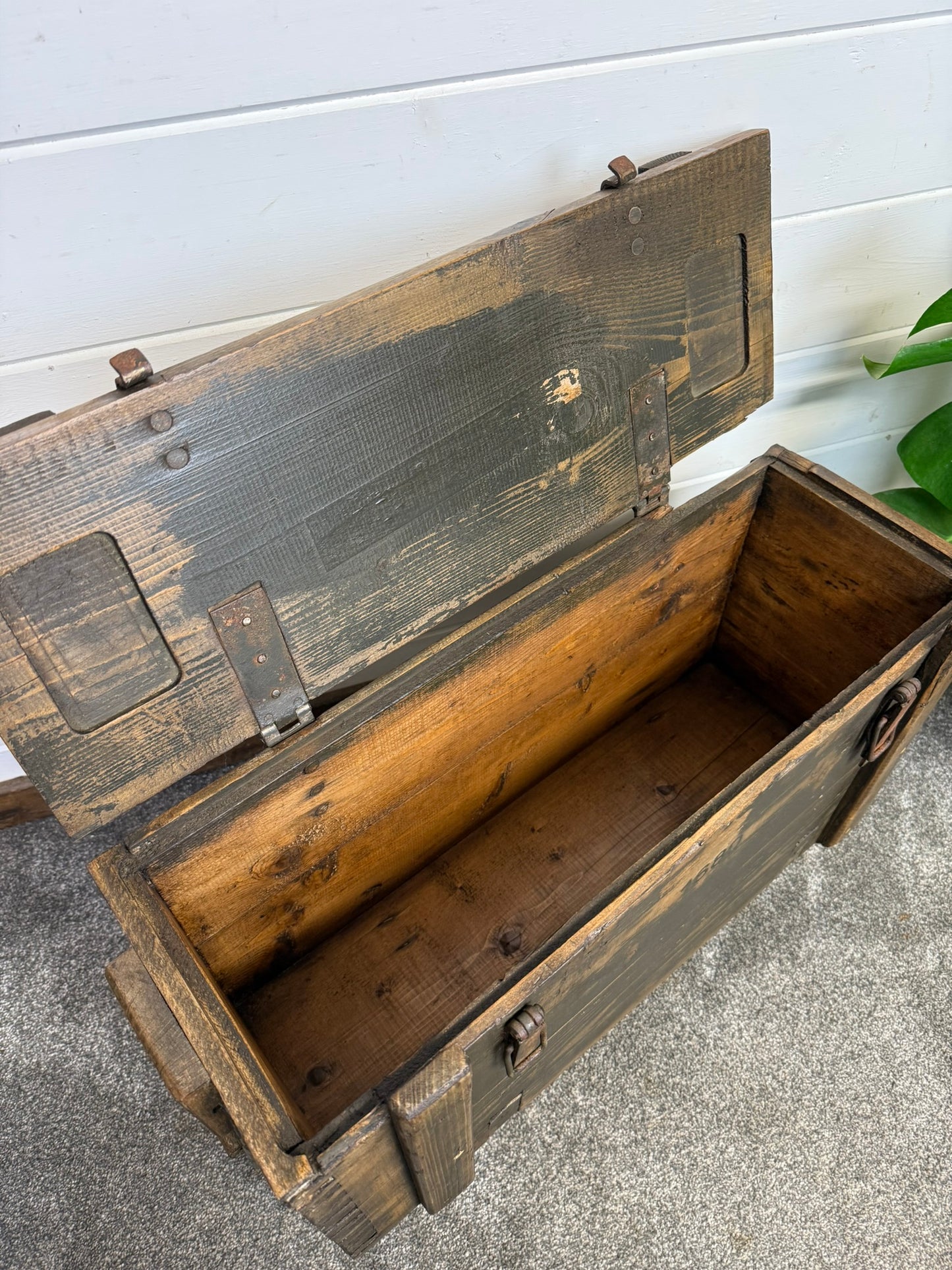 Vintage Wooden Ammo Chest Side Table Quirky Rustic Industrial Home Coffee Table