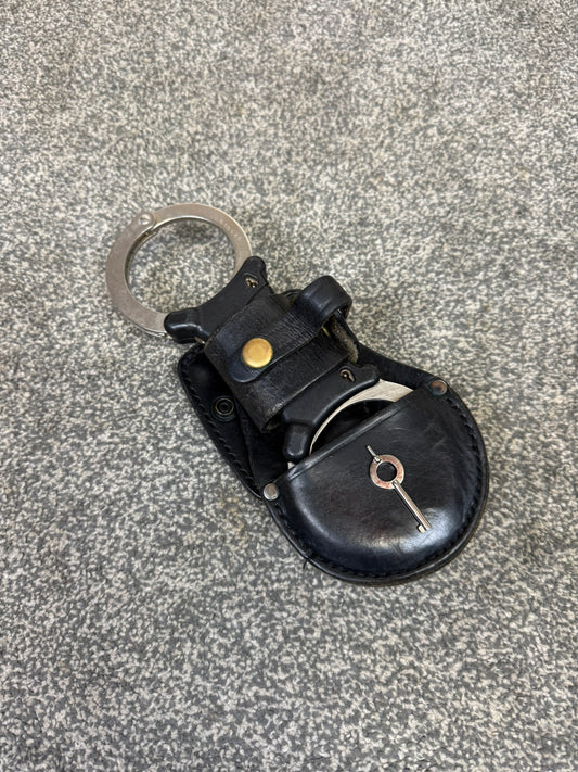 Ex Police TCH Handcuffs Cuffs & Leather Belt Pouch With Key