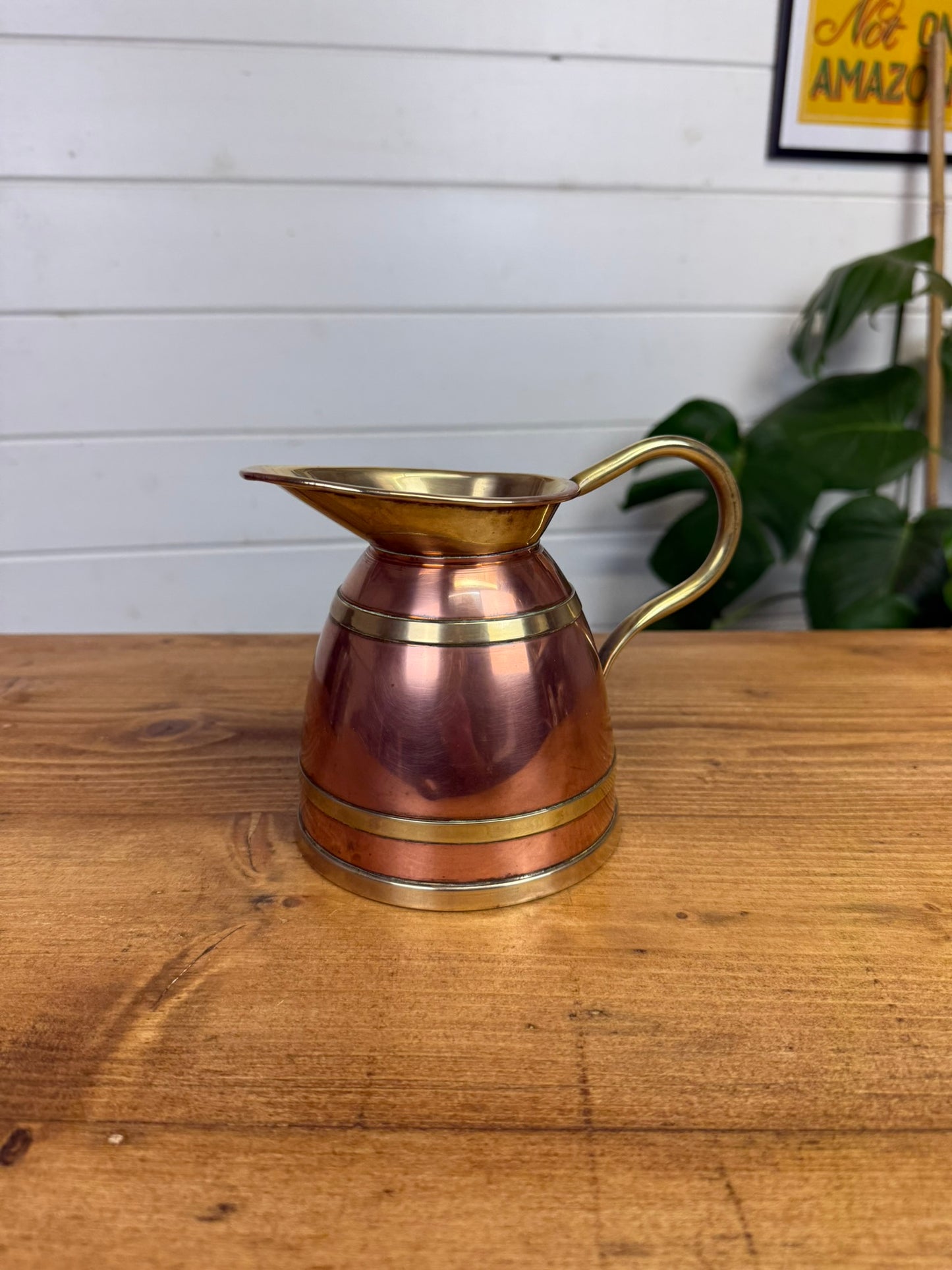 Vintage Copper & Brass Peerage Jug Pitcher Rustic Boho Art Deco