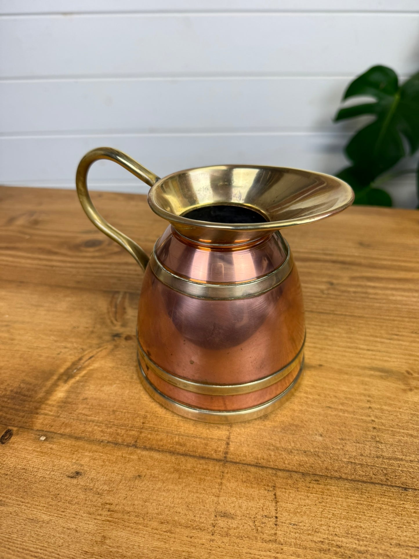 Vintage Copper & Brass Peerage Jug Pitcher Rustic Boho Art Deco