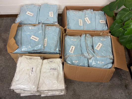 126x Polo Shirts T-Shirt Job Lot Blue/White Wholesale Resale Printing Car Boot Stock