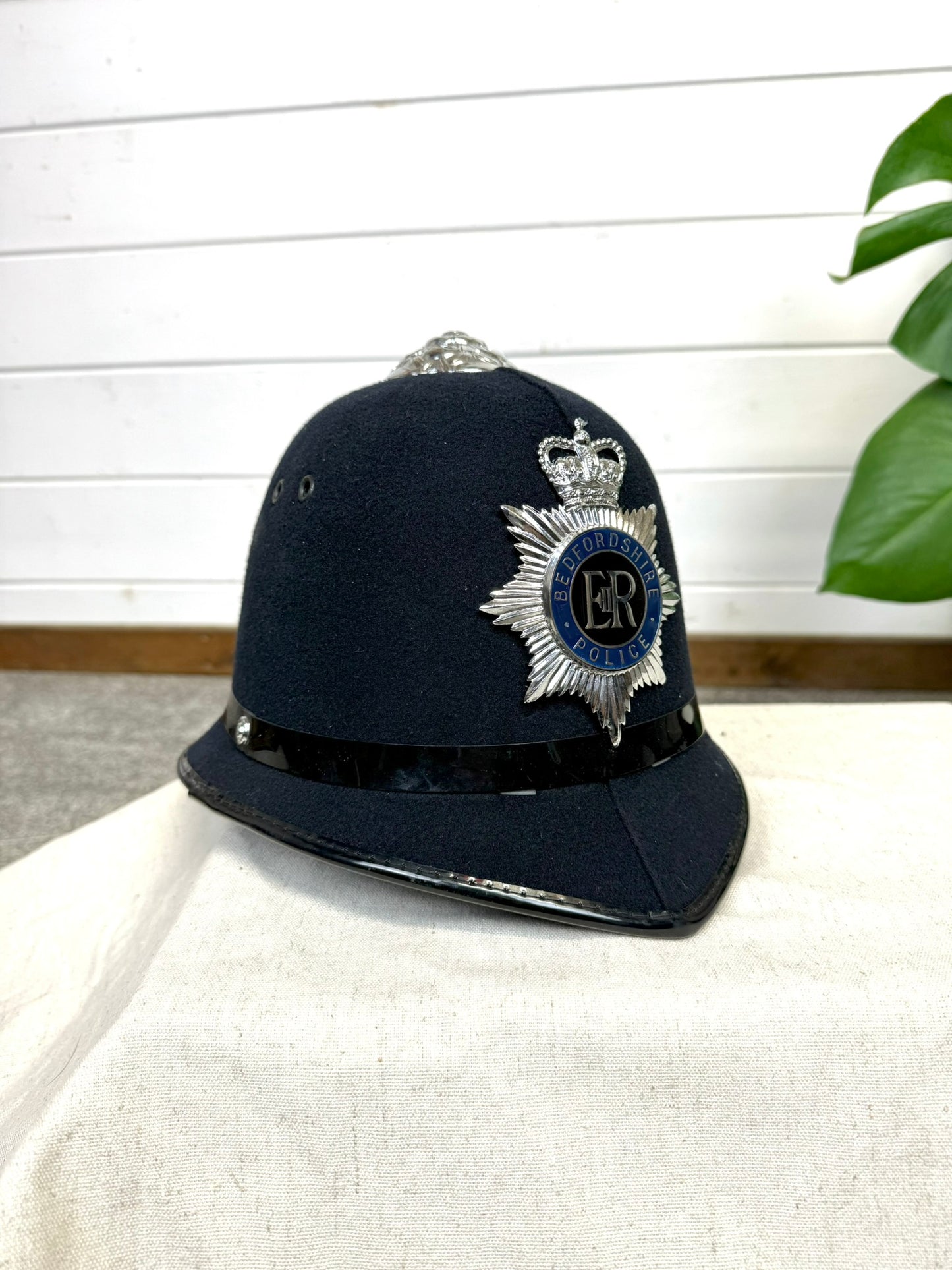 British Police Rose Top Bobby Helmet With Bedfordshire Police Badge