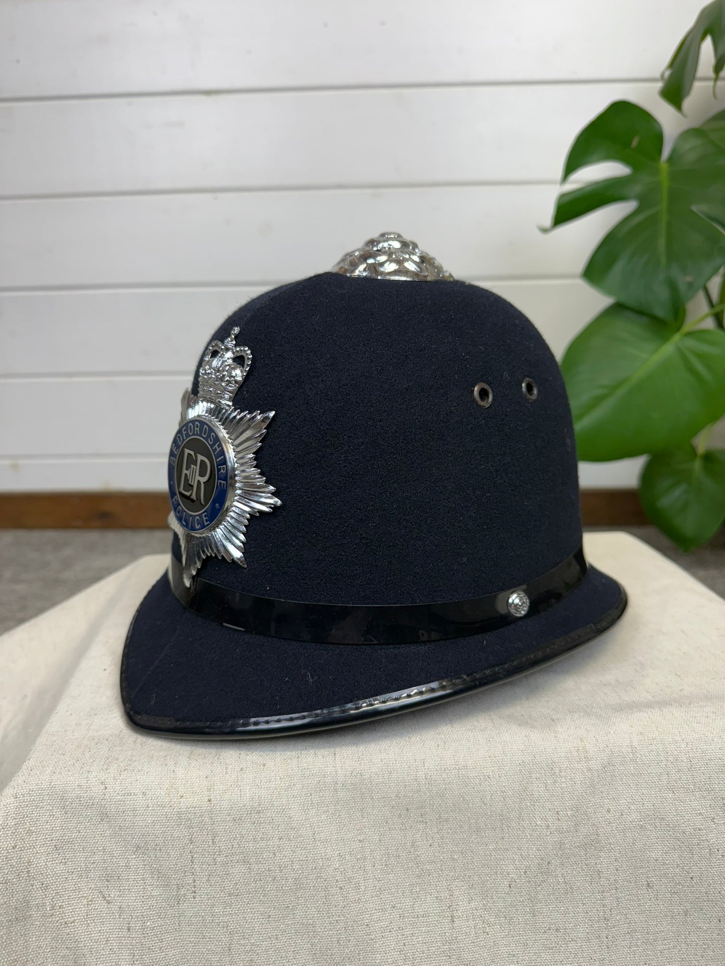 British Police Rose Top Bobby Helmet With Bedfordshire Police Badge