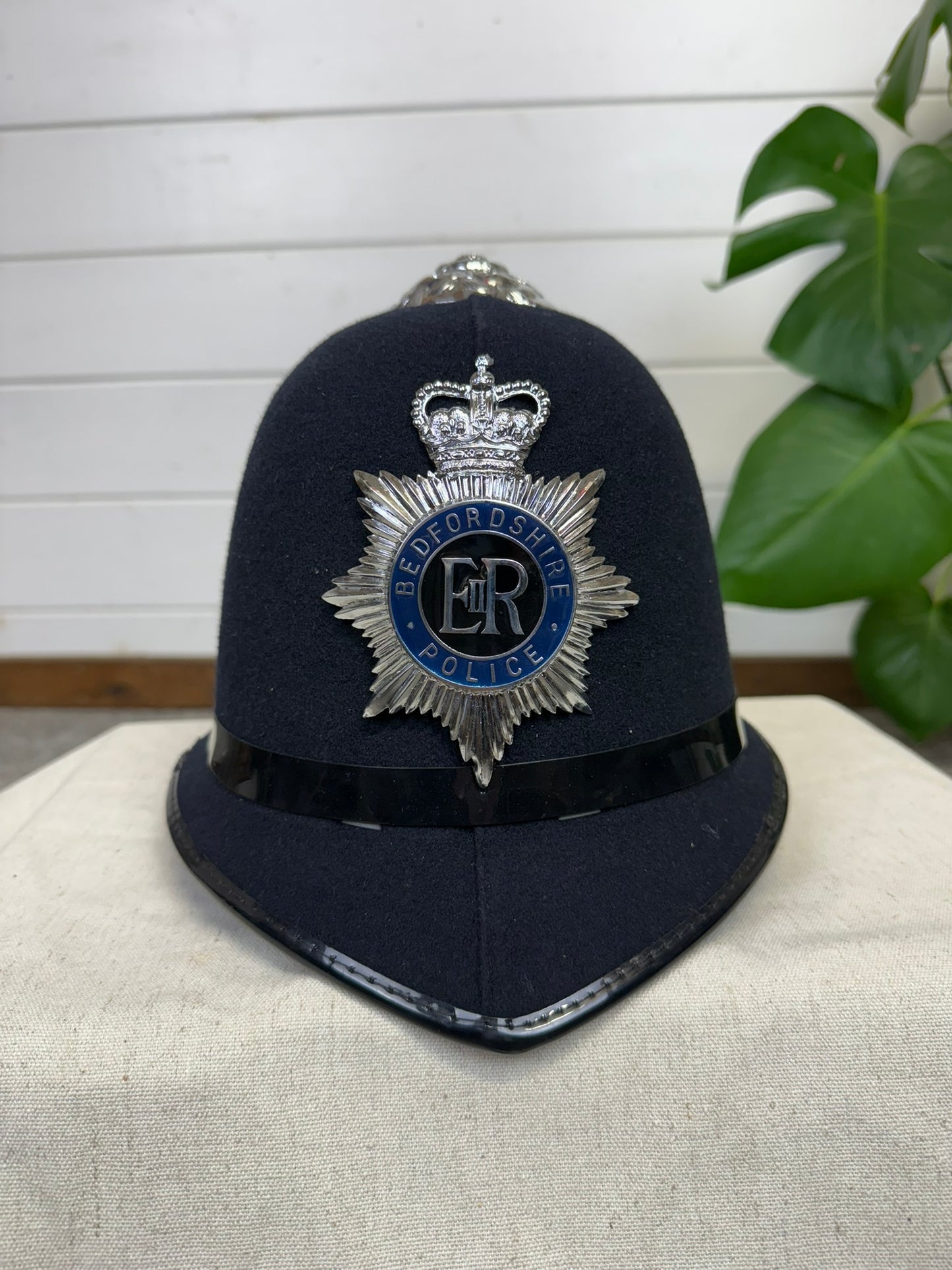 British Police Rose Top Bobby Helmet With Bedfordshire Police Badge