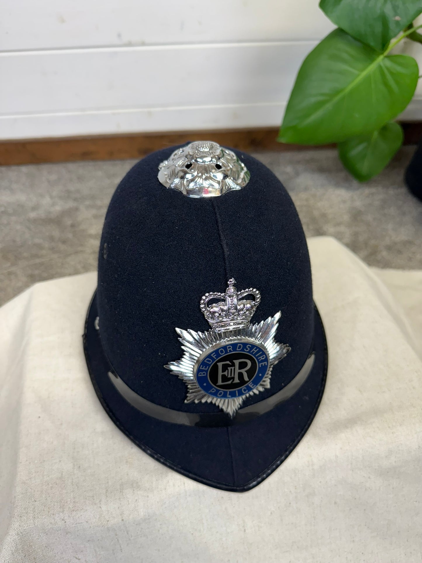 British Police Rose Top Bobby Helmet With Bedfordshire Police Badge