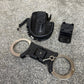 Ex Police Folding Hiatt Handcuffs Hinged Cuffs Pouch & Key Security Collectible