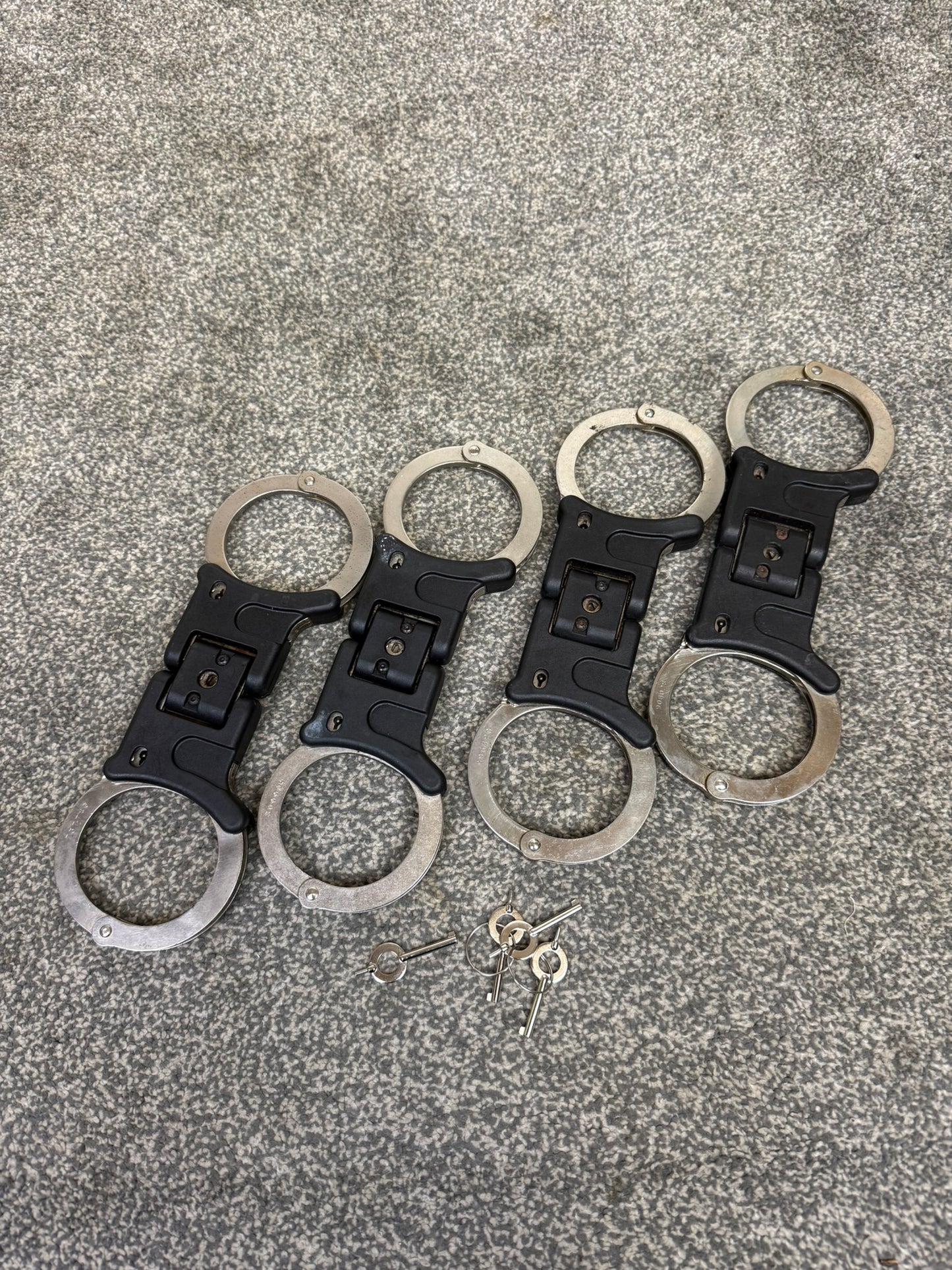 Ex Police Folding Hiatt Handcuffs Hinged Cuffs & Key Security Collectible