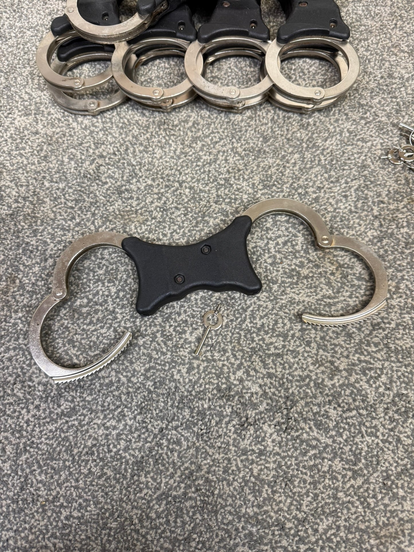 Ex Police Hiatt Rigid Handcuffs With Serial No. Security Cuffs Police Displays Collectible