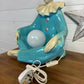 Vintage Art Deco Ceramic Blue PIERROT Table Lamp with Glass Globe Boho 1960s