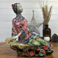 Chinese Shiwan Wucai Porcelain Pottery Ceramic Lady Flower Figurine Statue