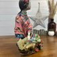 Chinese Shiwan Wucai Porcelain Pottery Ceramic Lady Flower Figurine Statue