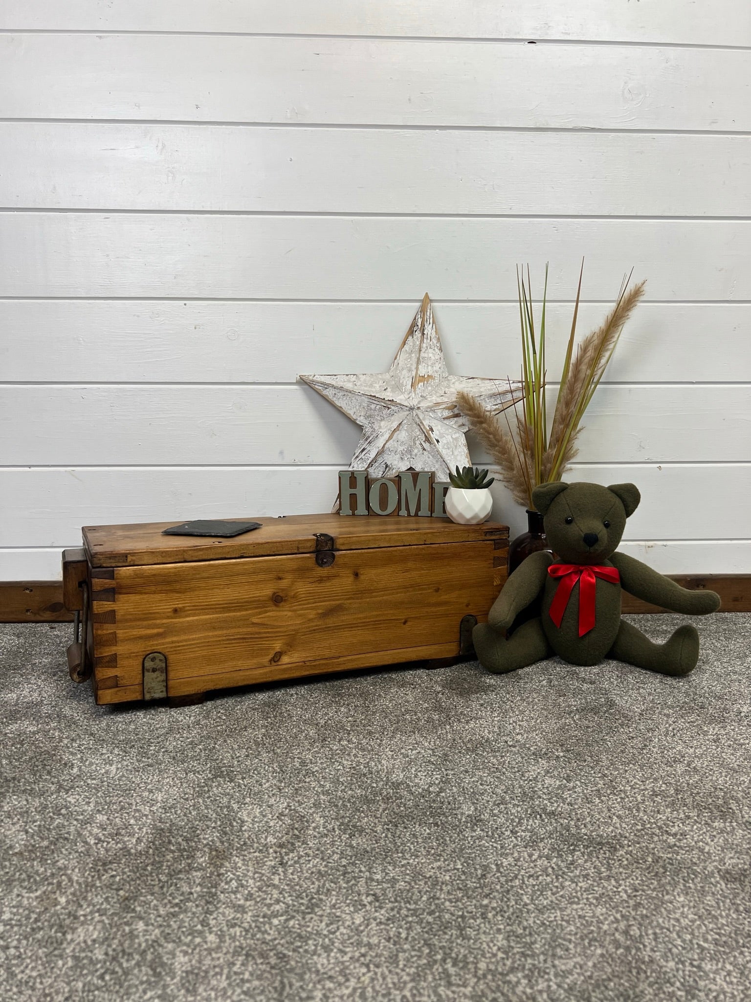 Vintage Reclaimed Wooden Box Army Rustic Industrial Chest Tool Box Sto ...
