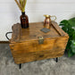 Vintage Rustic Wooden Chest Trunk Blanket Box Vintage Farmhouse Coffee Table Ottoman Ammo Box Side Table.