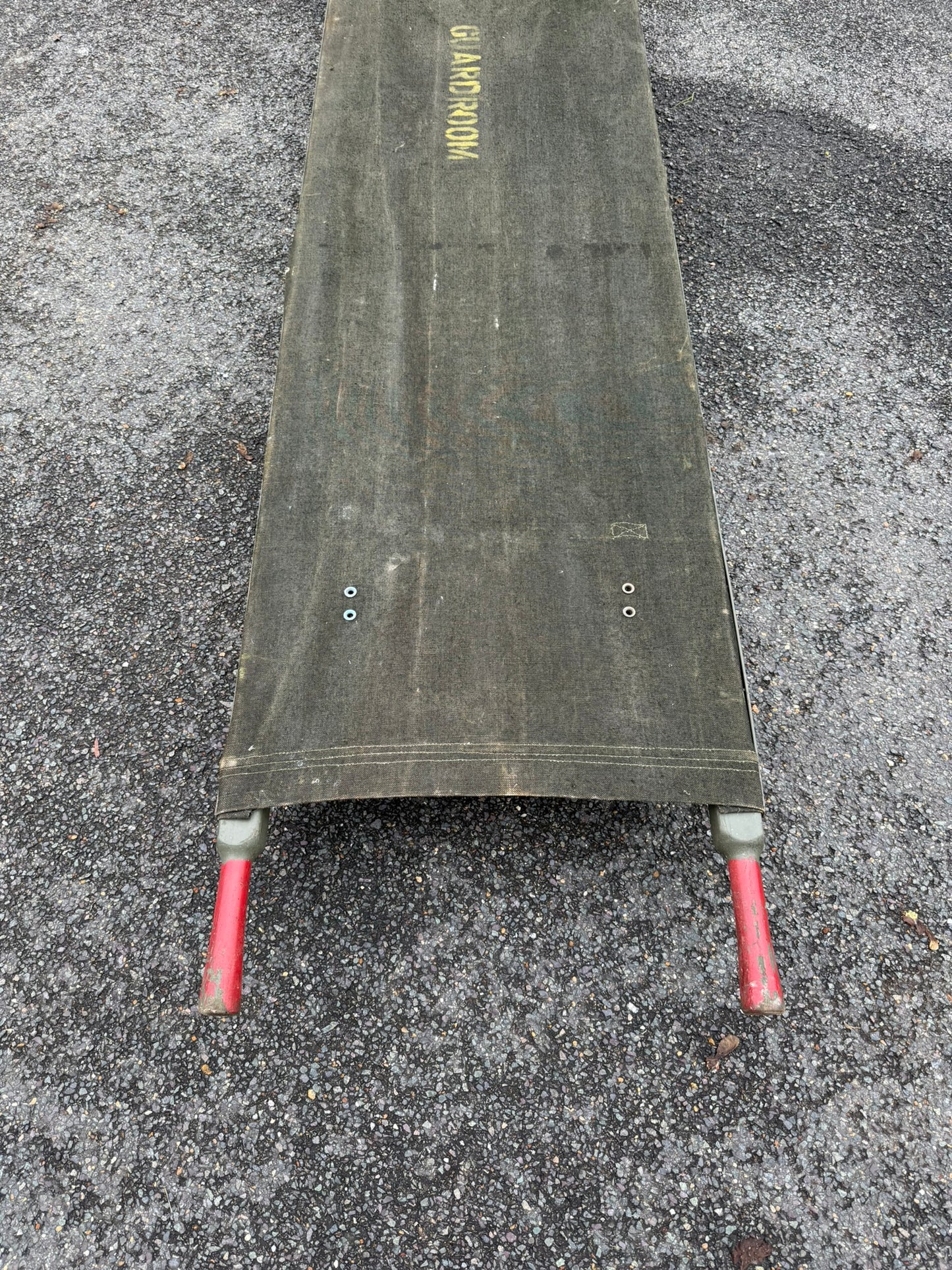 Vintage British Army Wooden Folding Stretcher Military "Guard Room" Re-enactment Display Camp Bed