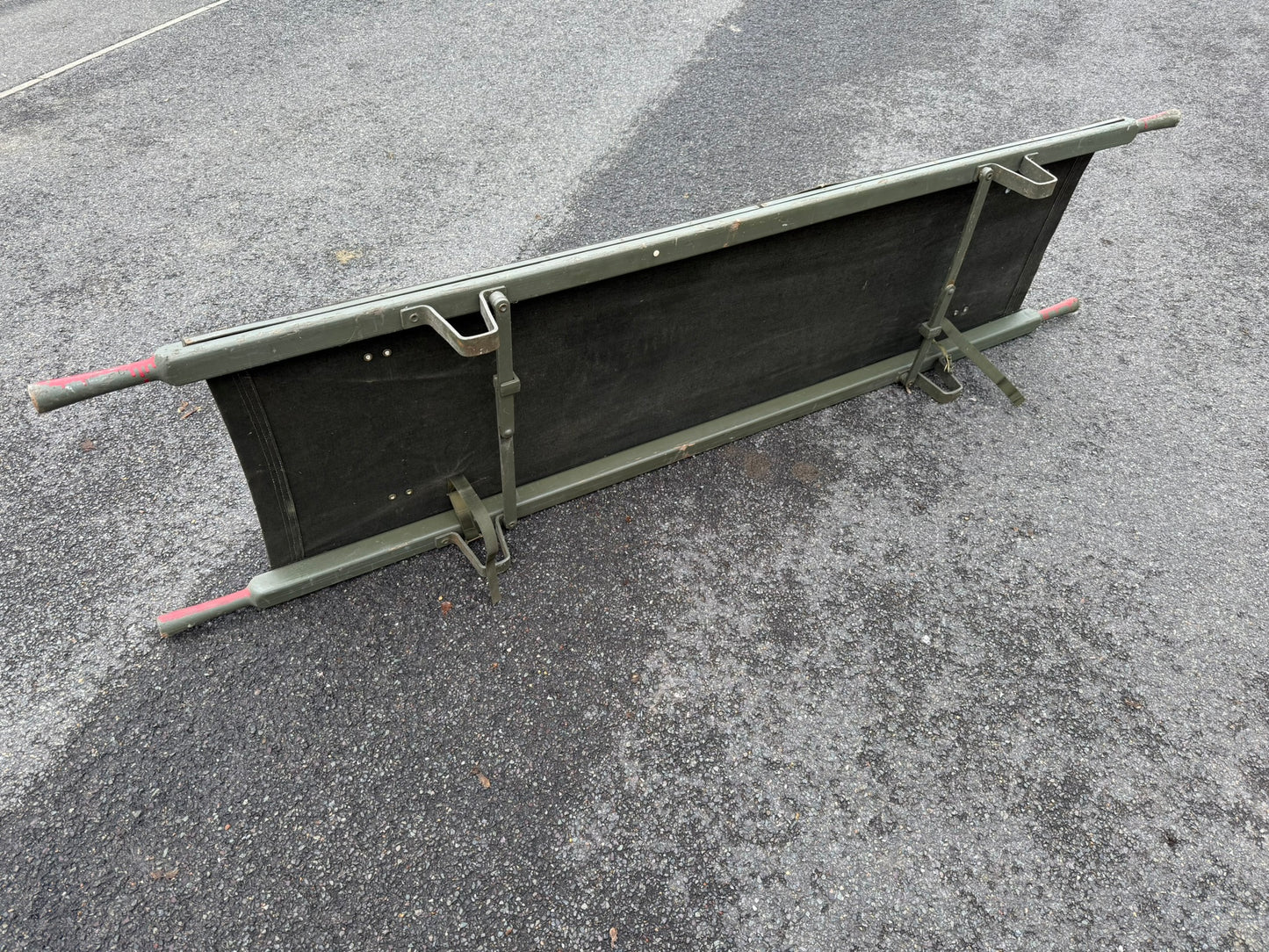 Vintage British Army Wooden Folding Stretcher Military "Guard Room" Re-enactment Display Camp Bed