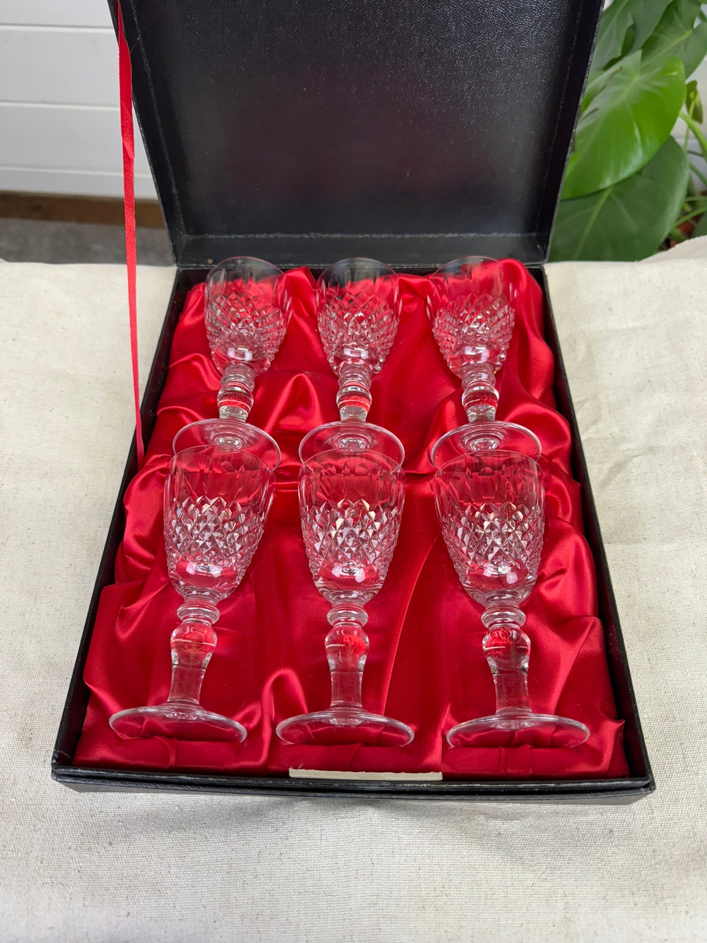 6x Vintage Nazeing Lead Crystal Hand Made Port / Sherry Glasses