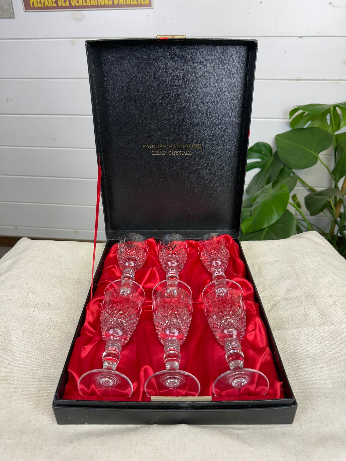 6x Vintage Nazeing Lead Crystal Hand Made Port / Sherry Glasses