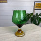 Vintage Green Glass Vase 1960's Glass Goblet Mid Century Art Deco Empoli Style