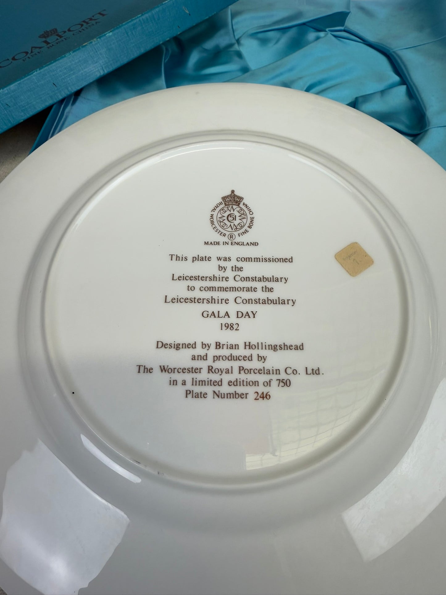 Royal Worcester Fine Bone Plate Leicestershire Constabulary Gala Day Police Collectible