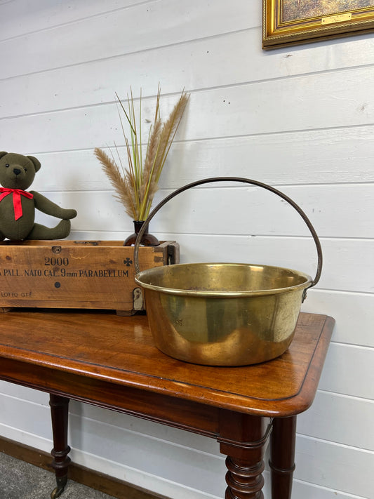 Antique Brass Jam Pan Bowl Large Vintage Industrial Farmhouse Country Home Decor