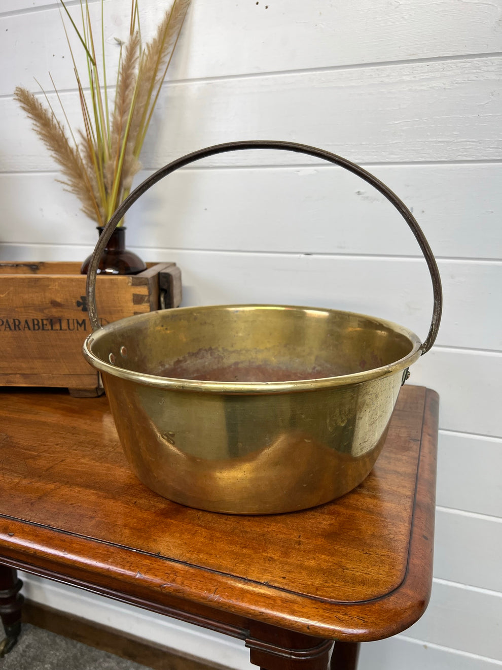 Antique Brass Jam Pan Bowl Large Vintage Industrial Farmhouse Country Rust Hut