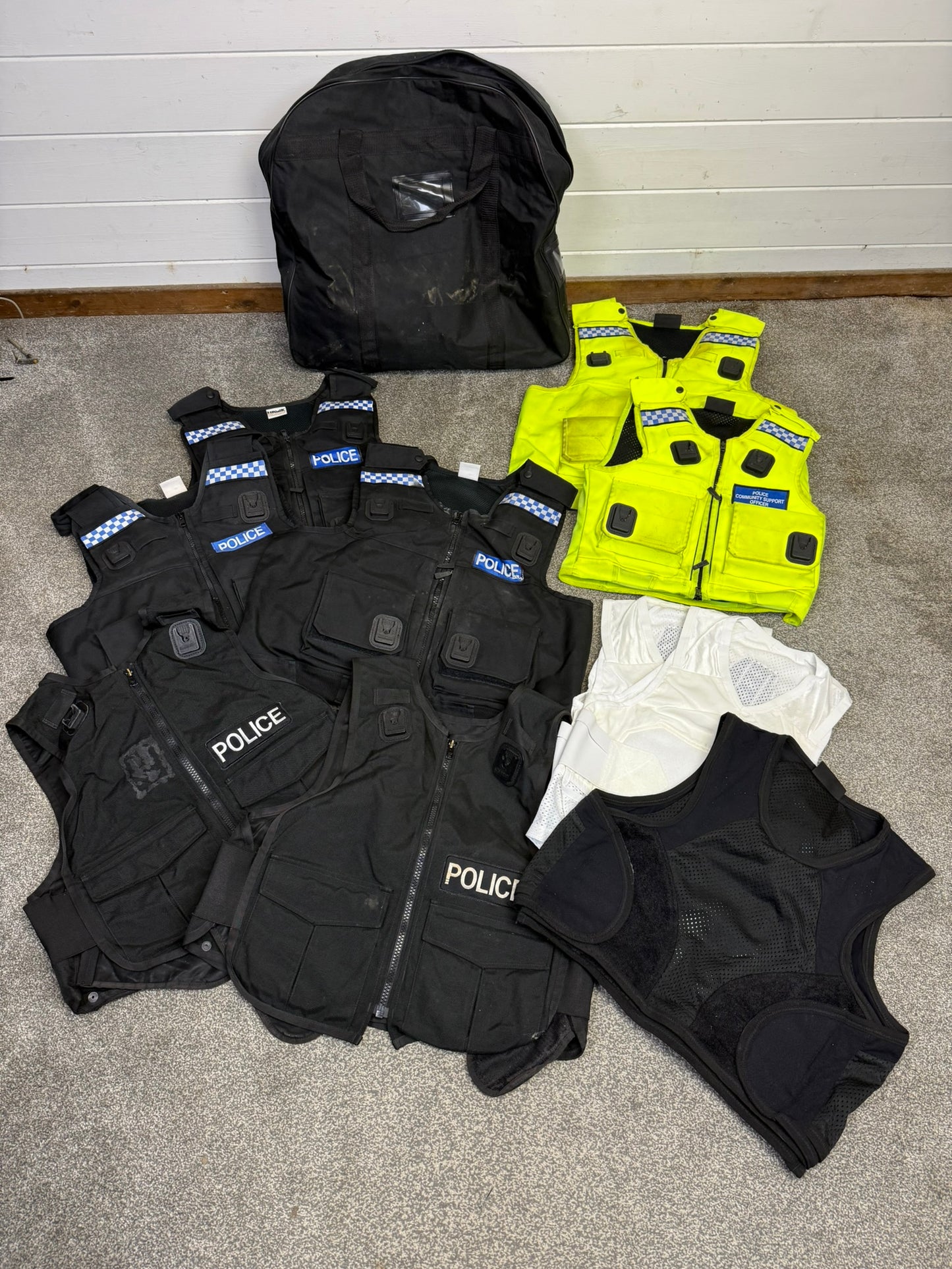 10x Ex police Body Armour Covers Job Lot Collectable Film Uniform Hire