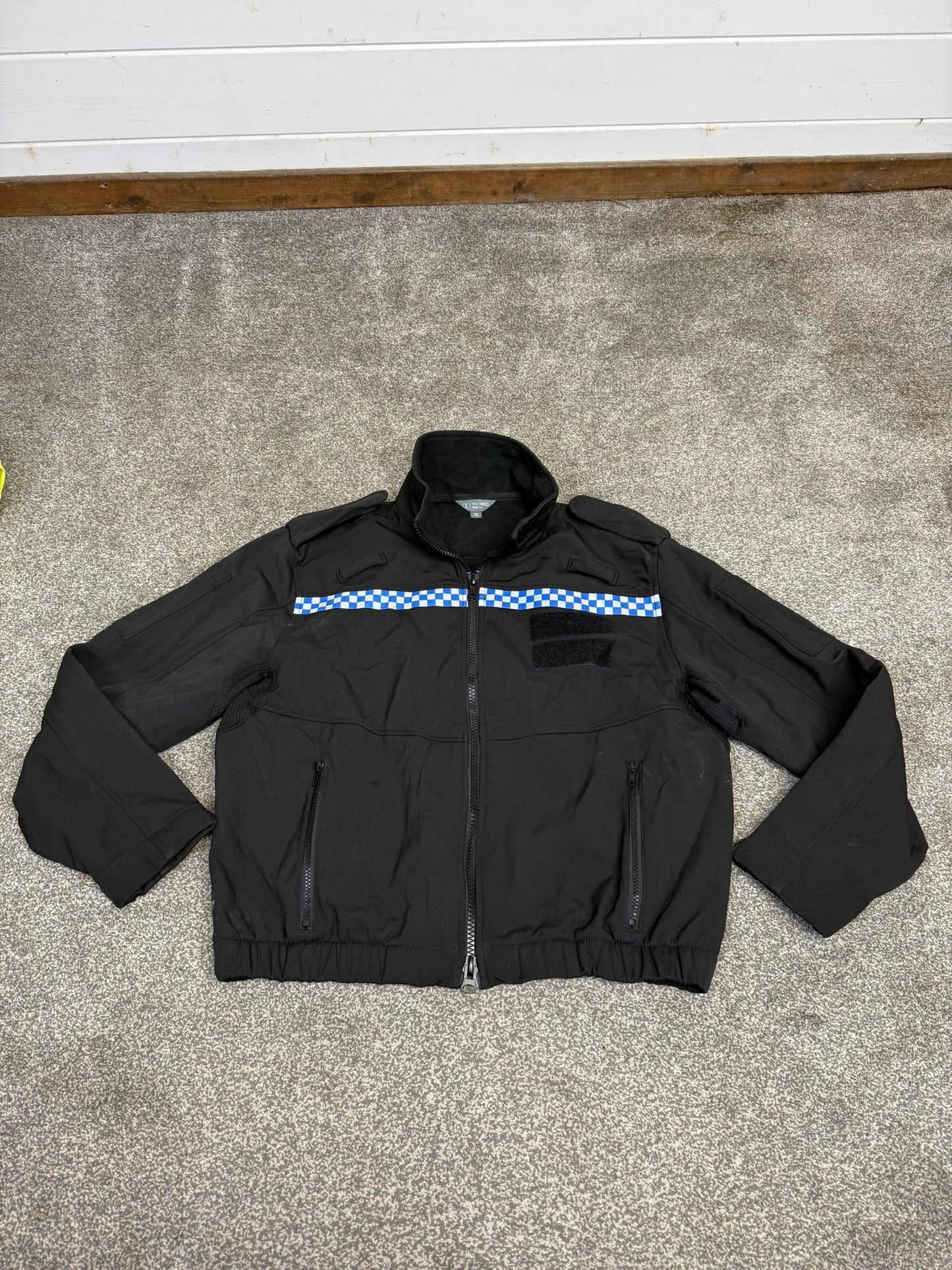 Black Softshell Jacket Fleece Medium - Ex Police Reflective Security Hiking Riding