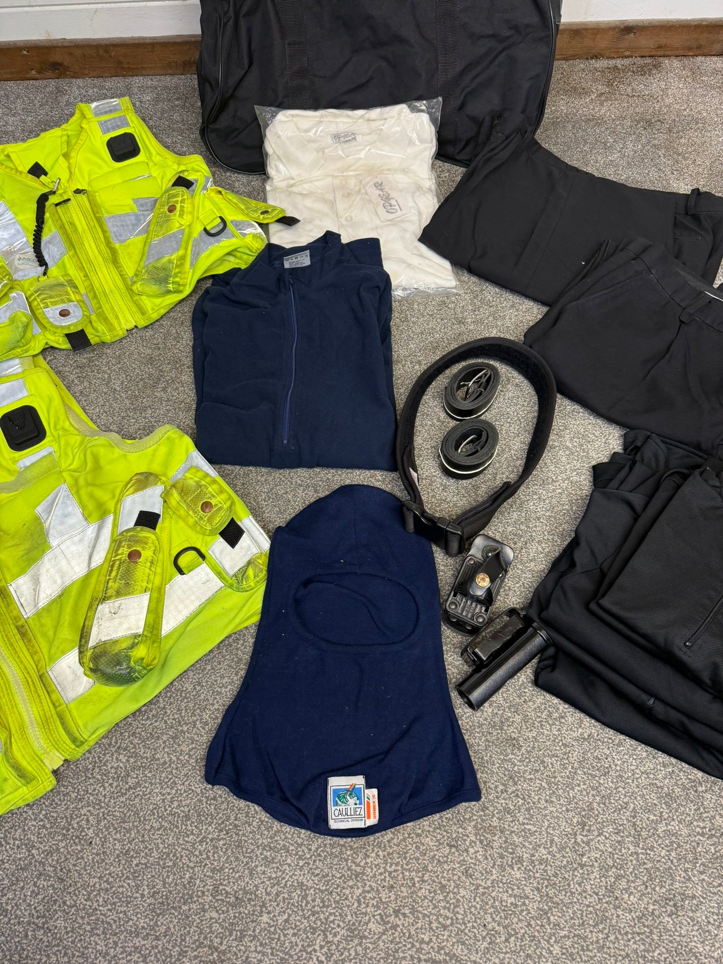 Ex Police Clothing Job Lot Belt Vest Trousers Wicker T Shirts Uniform Film Prop Lot