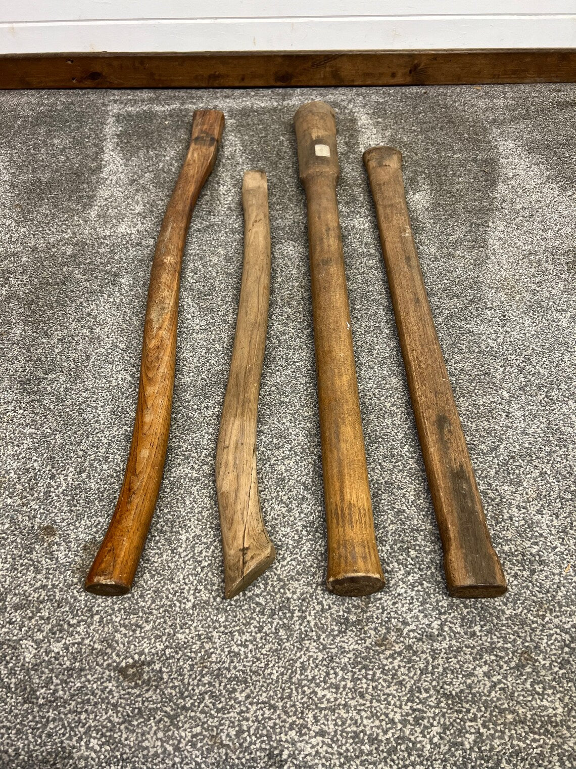 4x Long Handle Axe Hammer Wooden Handle Shafts Job Lot Vintage Workshop Tools