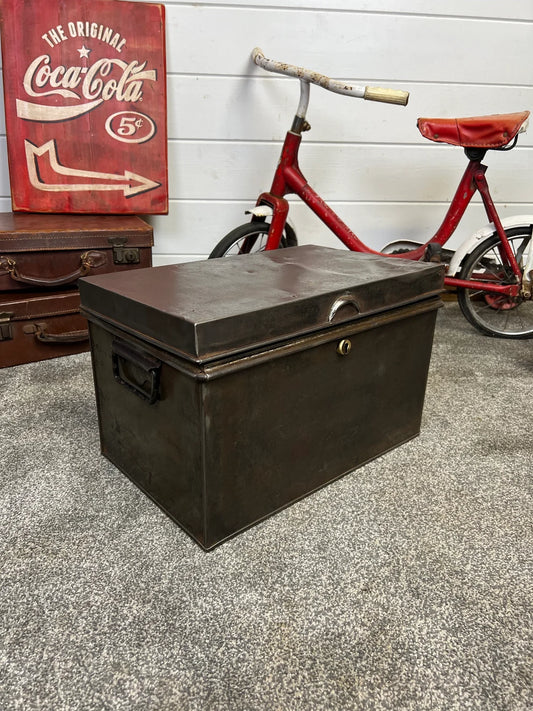 Vintage Metal Deeds Box Storage Tin Rustic Shabby Chic Decor Vintage Steampunk Display