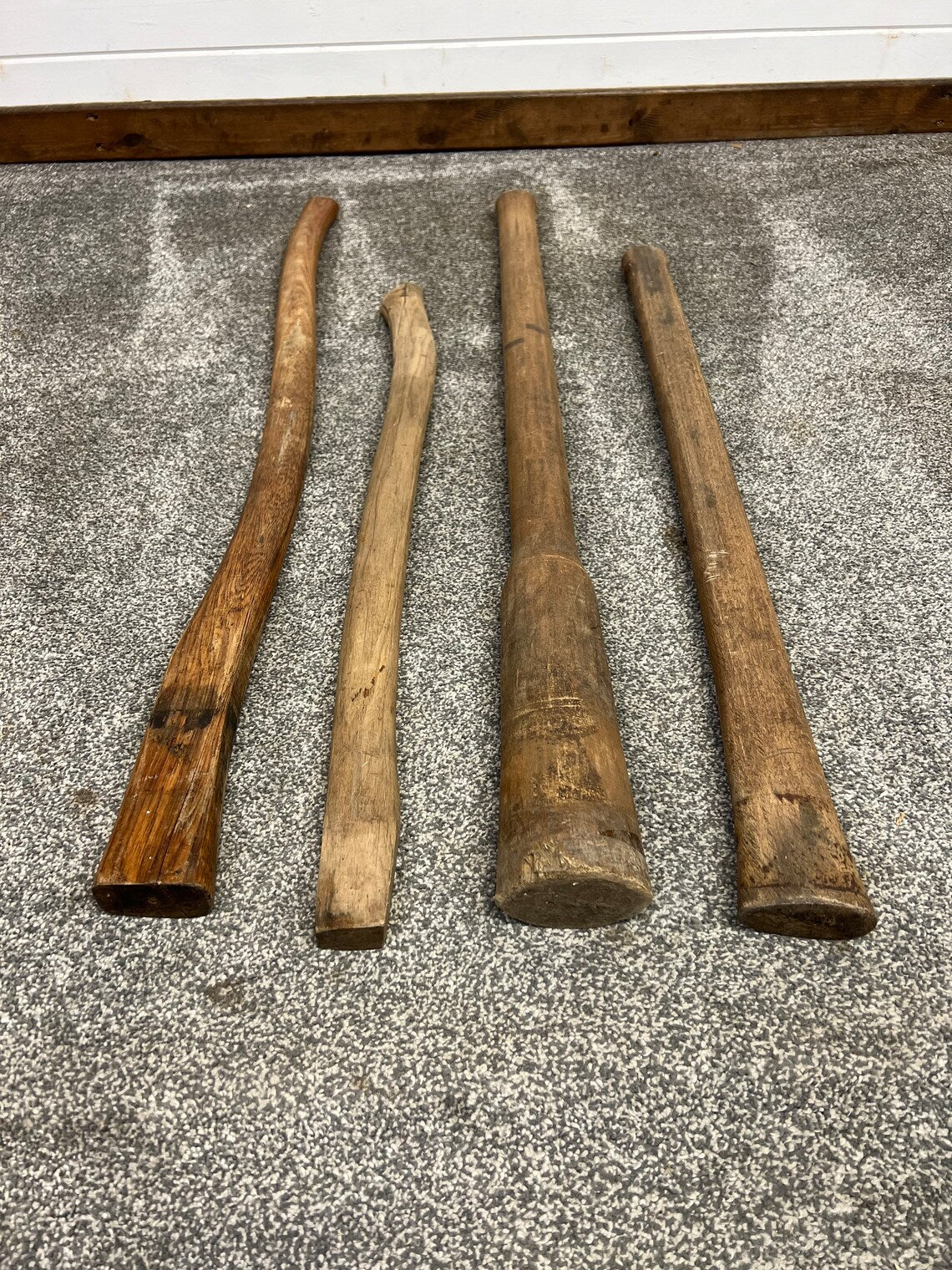 4x Long Handle Axe Hammer Wooden Handle Shafts Job Lot Vintage Workshop Tools