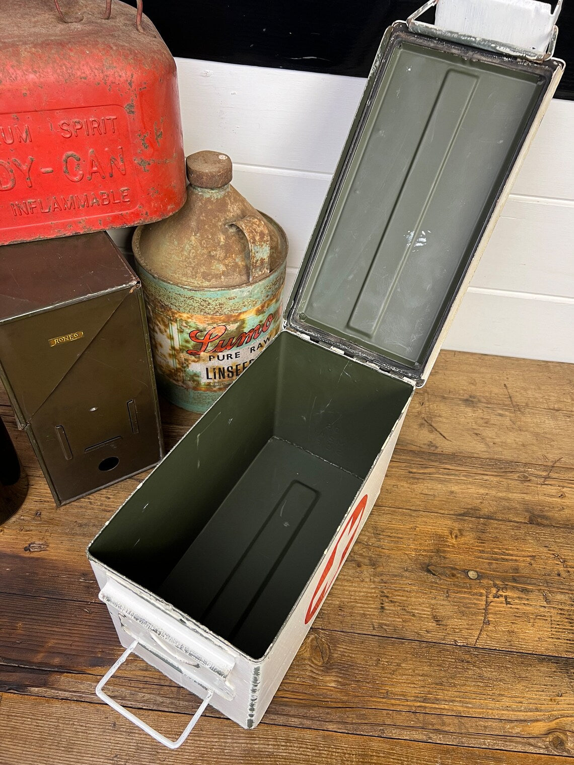 Metal First Aid Ammo Box Army Medic Distressed Rustic Reclaimed Industrial Decor