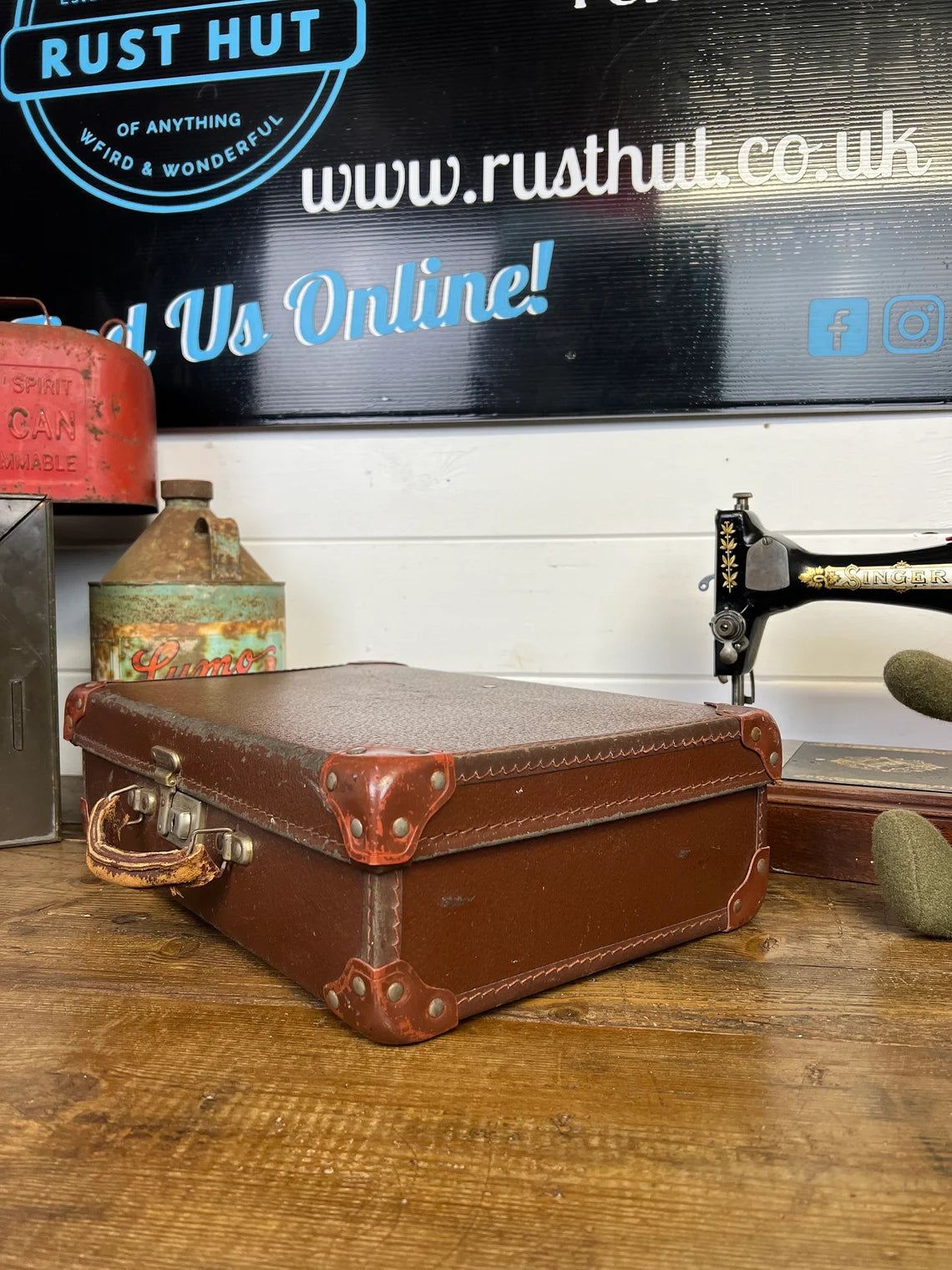Small Vintage Suitcase Trunk Boho Rustic Home Decor Vintage Display Prop