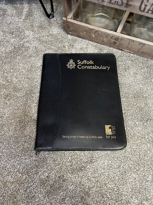 Obsolete Suffolk Police Leather Clipboard Document Folder Wallet Collectible Display