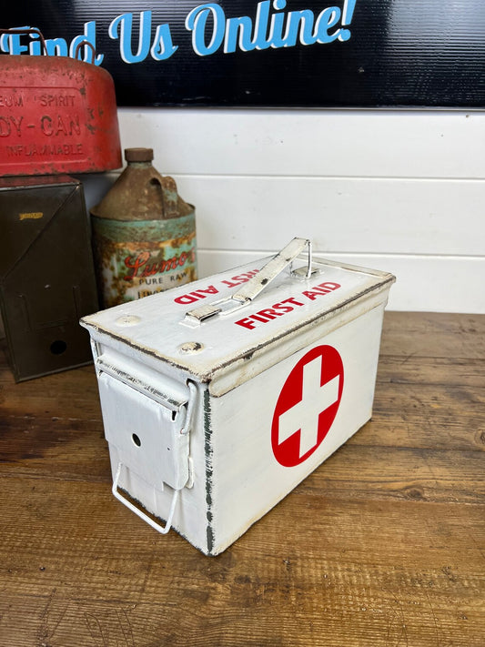 Metal First Aid Ammo Box Army Medic Distressed Rustic Reclaimed Industrial Decor