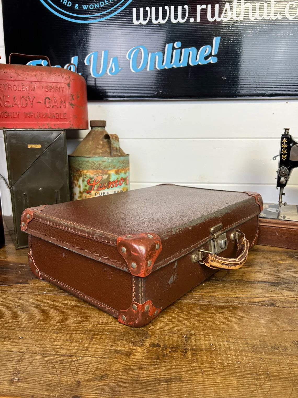 Small Vintage Suitcase Trunk Boho Rustic Home Decor Vintage Display Prop