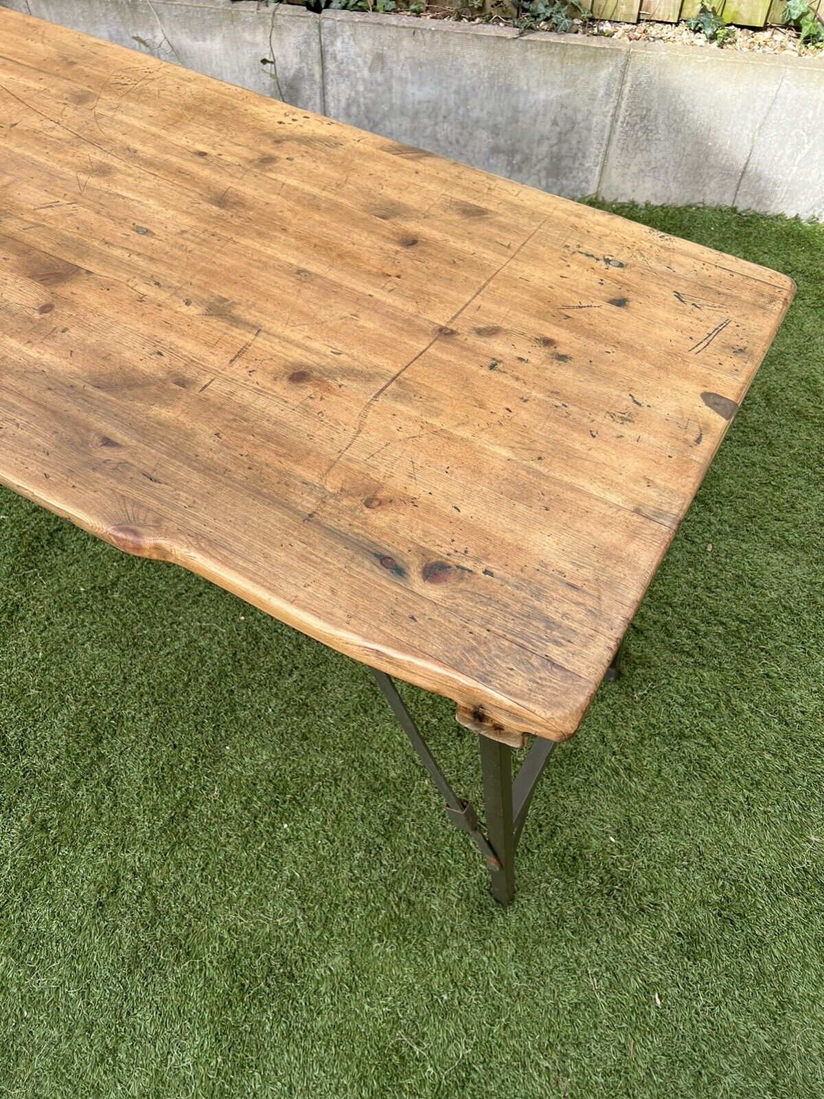 Rustic Vintage Wooden Folding Trestle Table Industrial Farmhouse Dining Garden Reclaimed Army