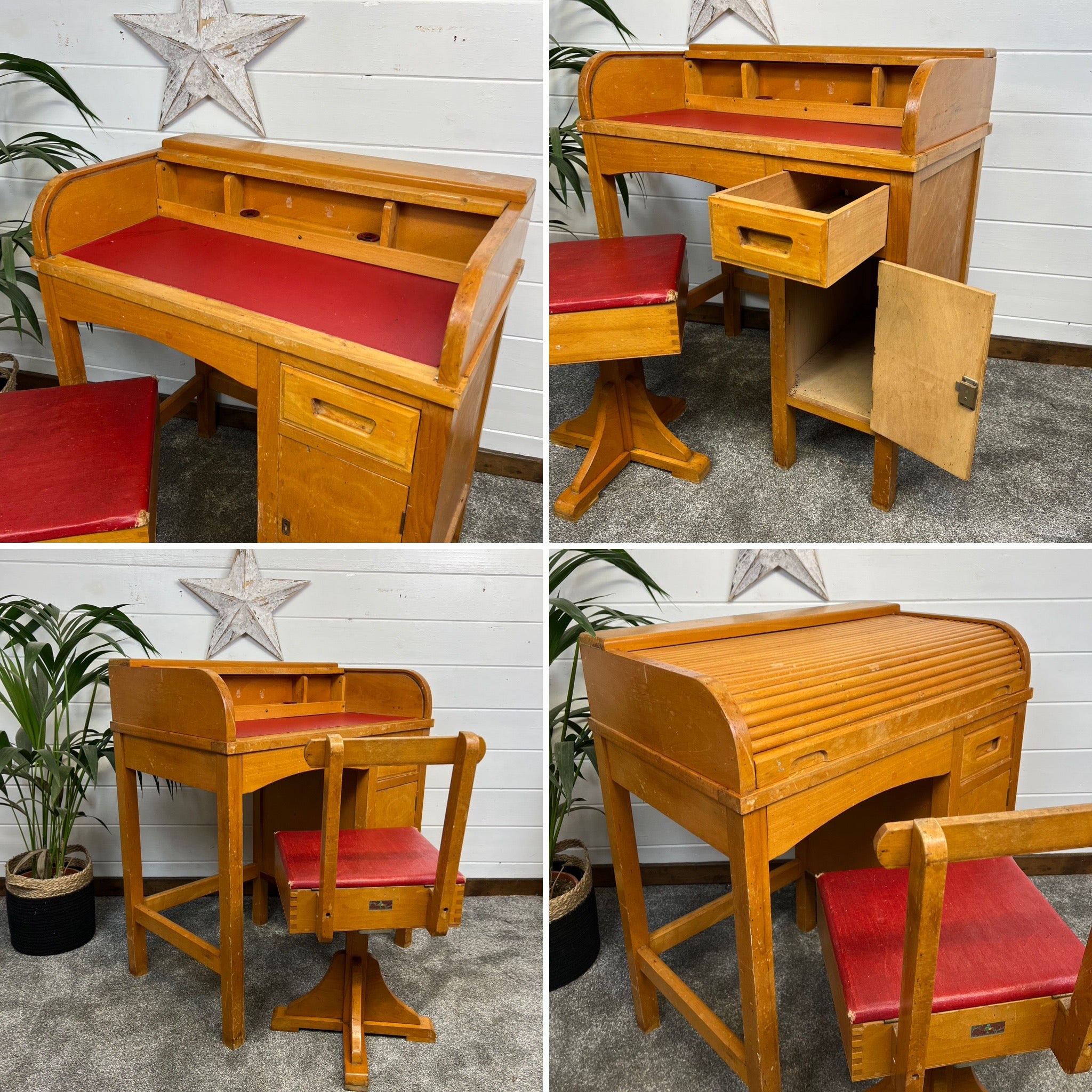 Child's antique roll top desk with swivel chair new arrivals