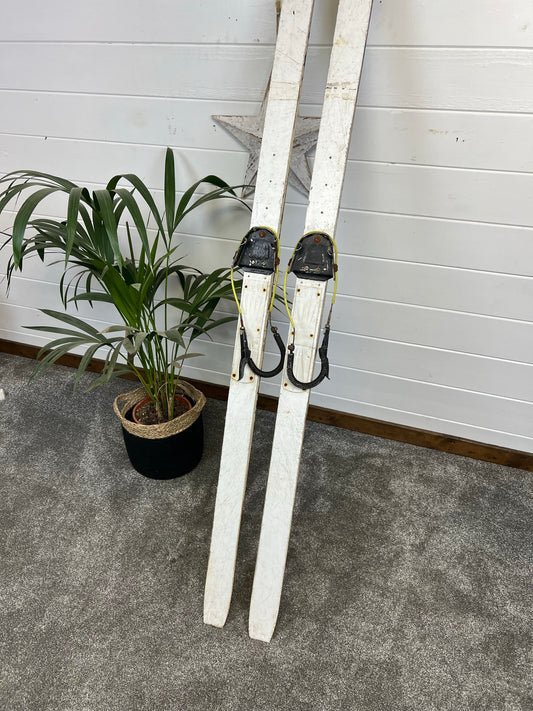 Vintage Rustic Skis 210cm Reclaimed Army Rustic Winter Christmas Display Wedding Decor