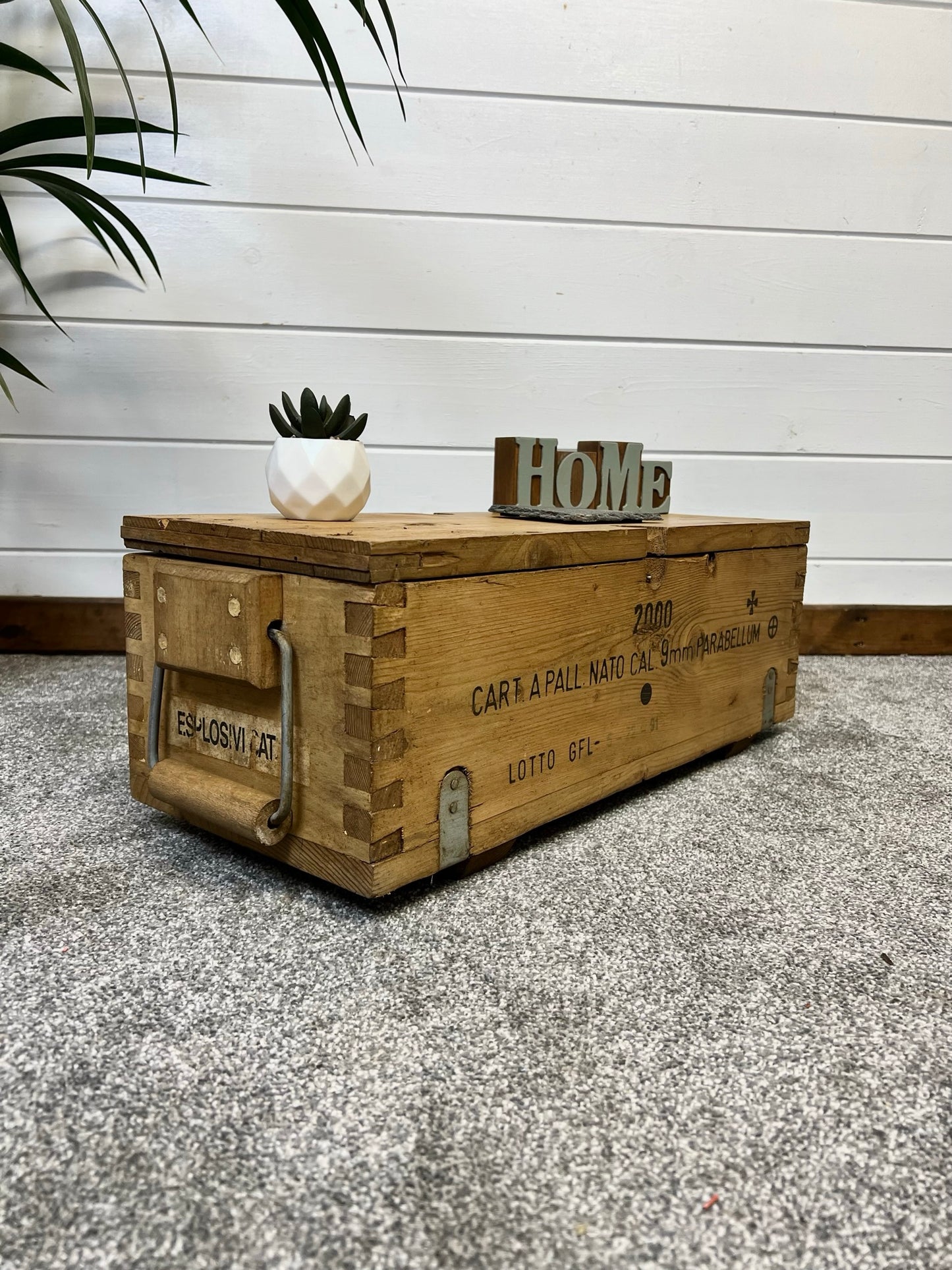 Wooden Ammo Crate Box Vintage 1987 Army Rustic Industrial Chest Tool Box Storage Box