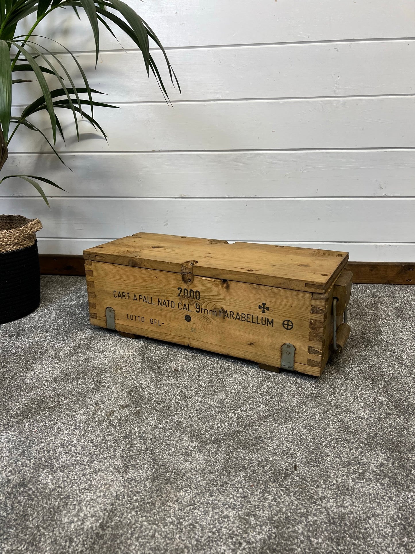 Wooden Ammo Crate Box Vintage 1987 Army Rustic Industrial Chest Tool Box Storage Box