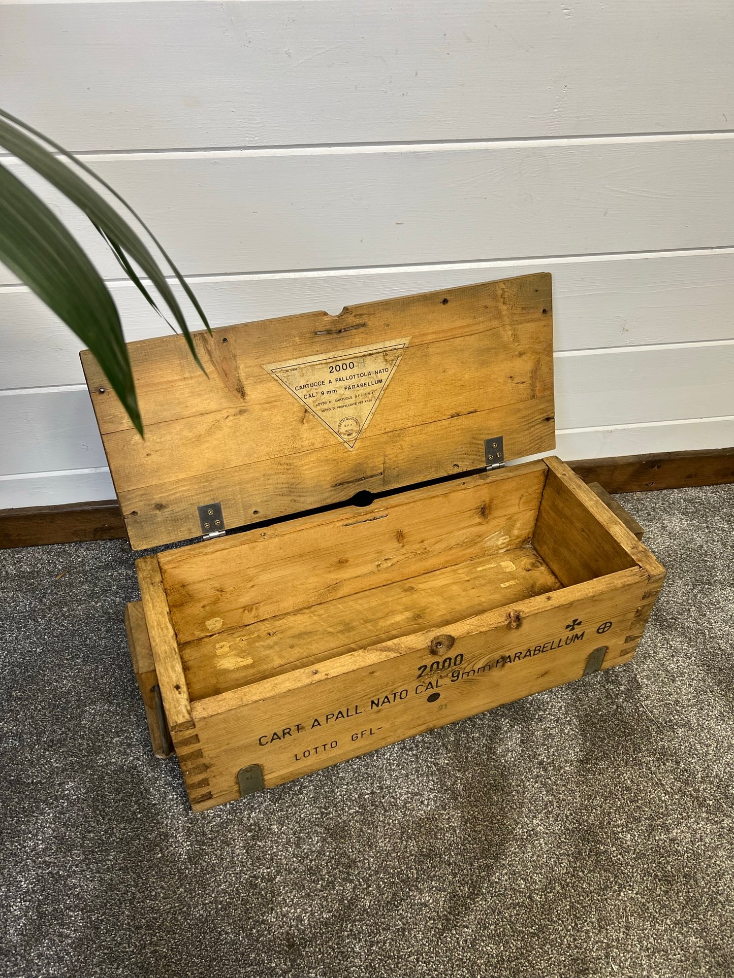 Wooden Ammo Crate Box Vintage 1987 Army Rustic Industrial Chest Tool Box Storage Box