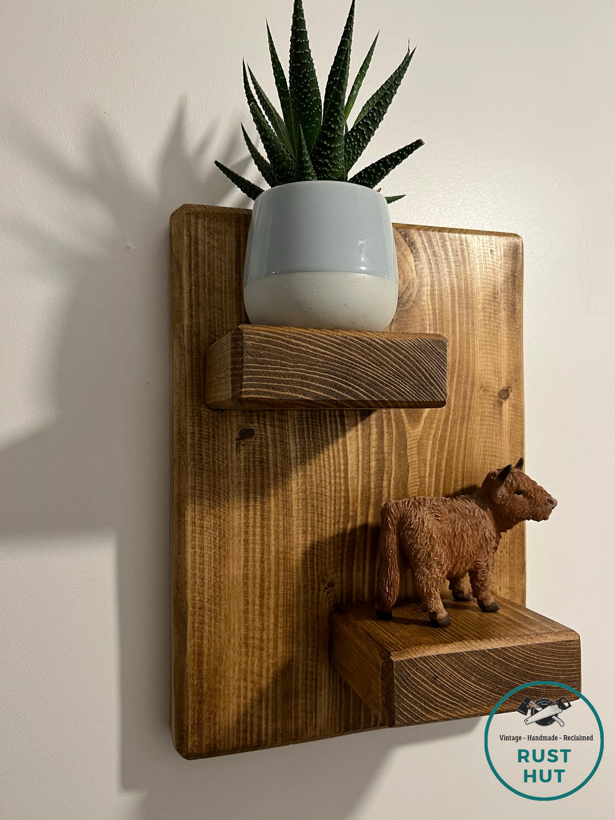 Rustic Chunky Wooden Shelf Handmade Shelves Small Ornament Display
