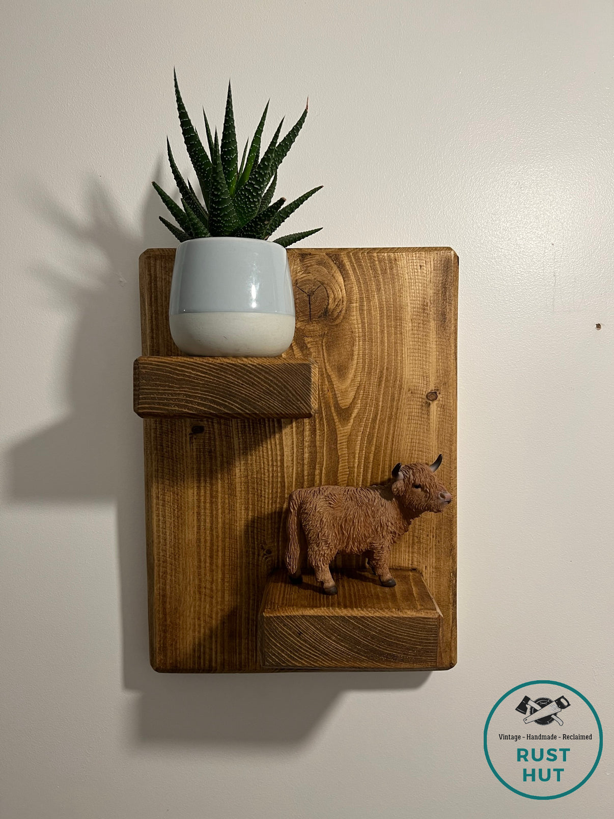 Rustic Chunky Wooden Shelf Handmade Shelves Small Ornament Display