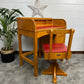 Vintage Childs Beech Roll Top Desk & Swivel Chair Kids Retro Bedroom Decor